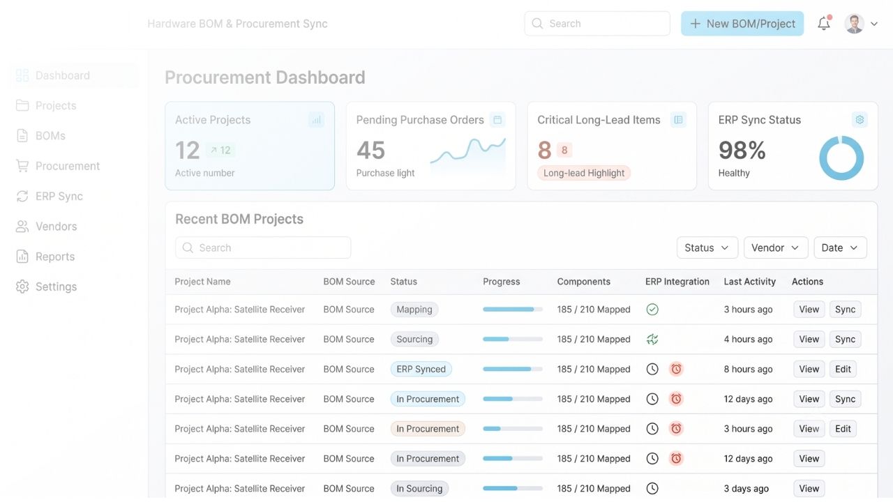 Hardware BOM & Procurement Sync Asset
